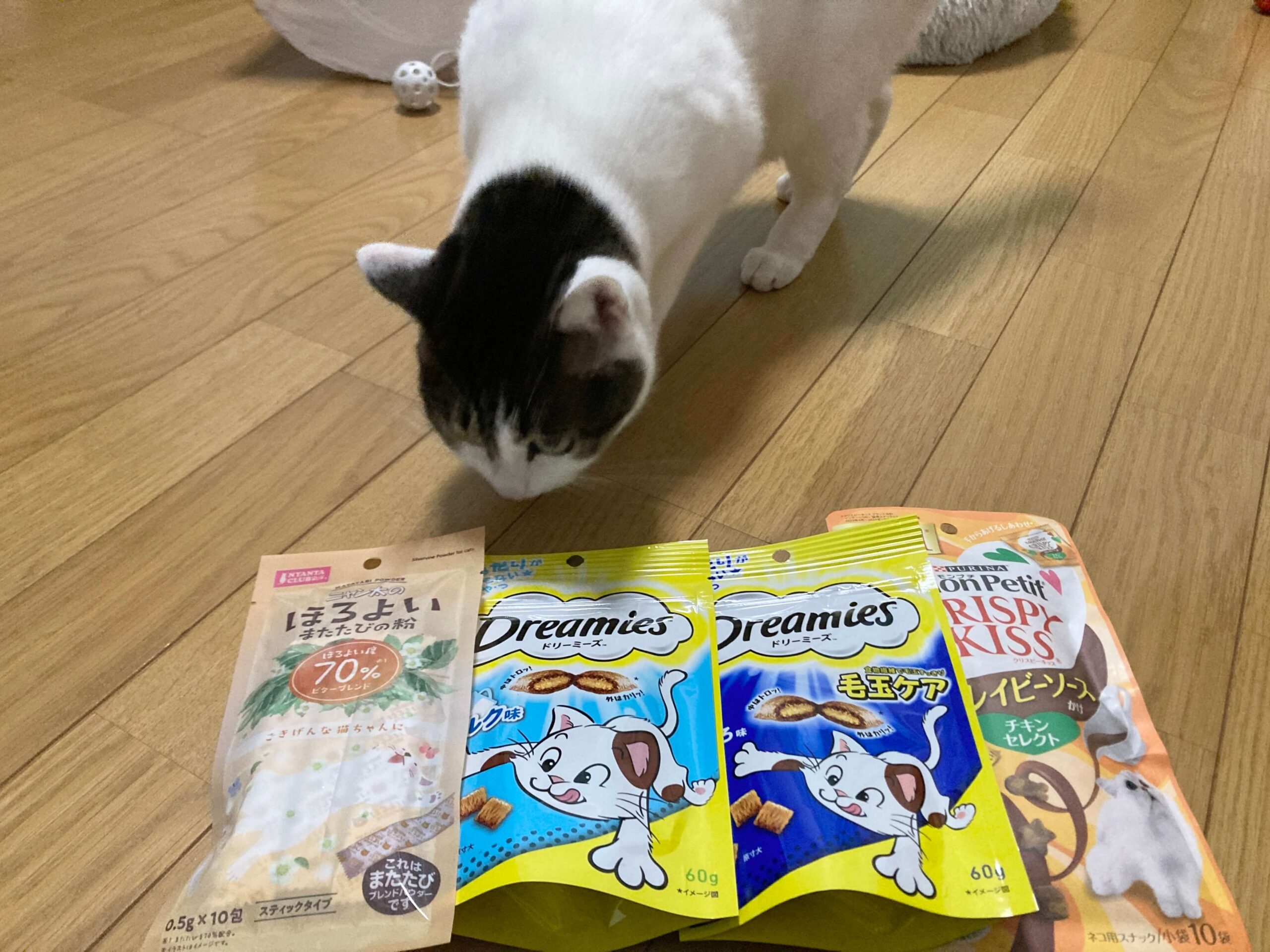 猫のおやつが並ぶ